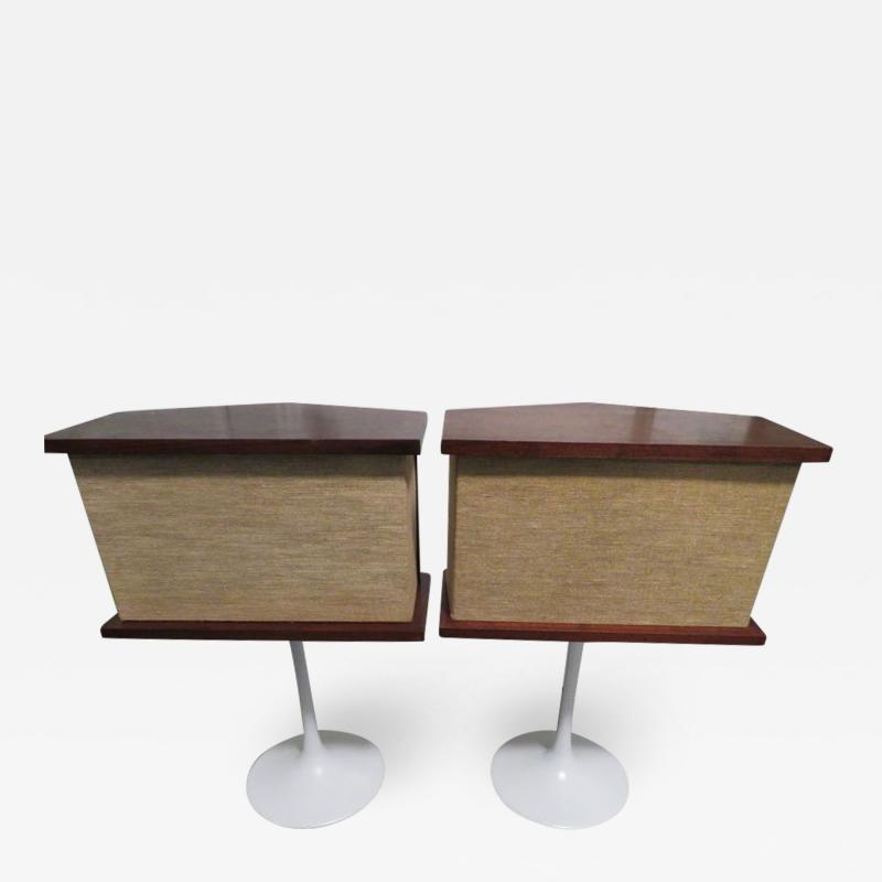 Pair of Walnut Bose Speakers Equalizer Tulip Base by Eero Saarinen