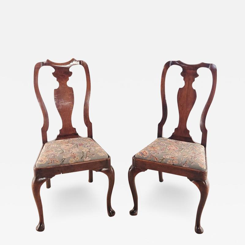 Pair of Walnut Queen Anne Chairs England circa 1710
