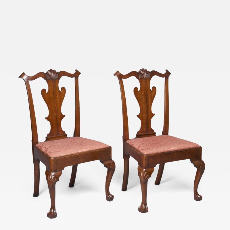 Pair of Walnut Queen Anne Side Chairs