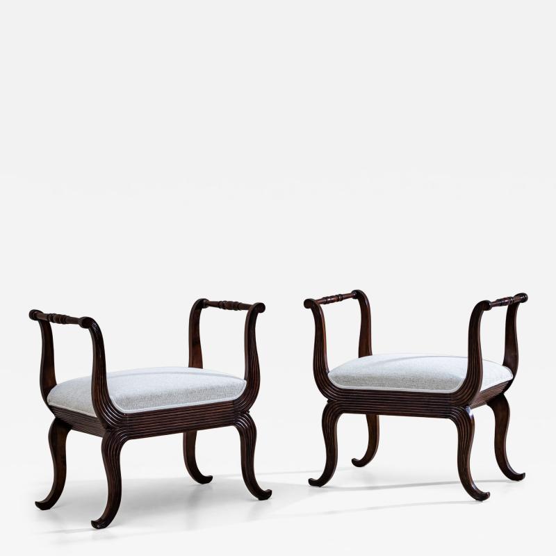 Pair of Walnut Tabourets Italy circa 1830