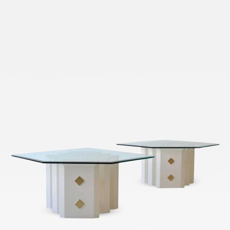 Pair of White Lacquered Side Tables