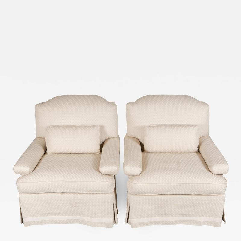 Pair of White Linen Club Chairs