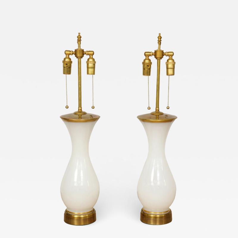 Pair of White Opaline Lamps