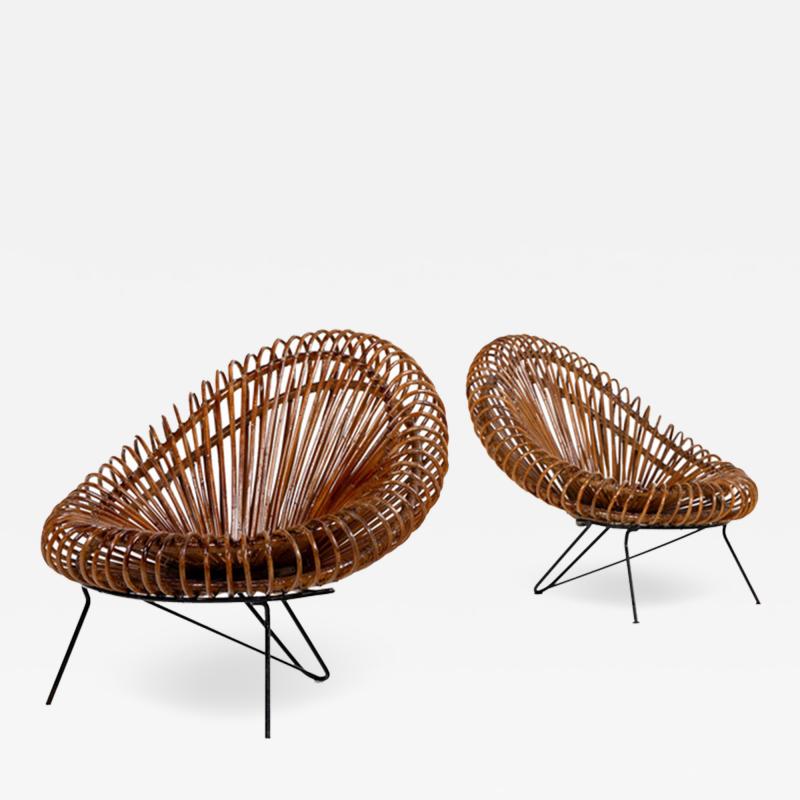Pair of Wicker Lounge Chairs by Janine Abraham and Dirk Jan Rol for Rougier