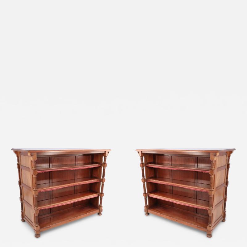 Pair of William IV Mahogany Open Two Sided Bookcases