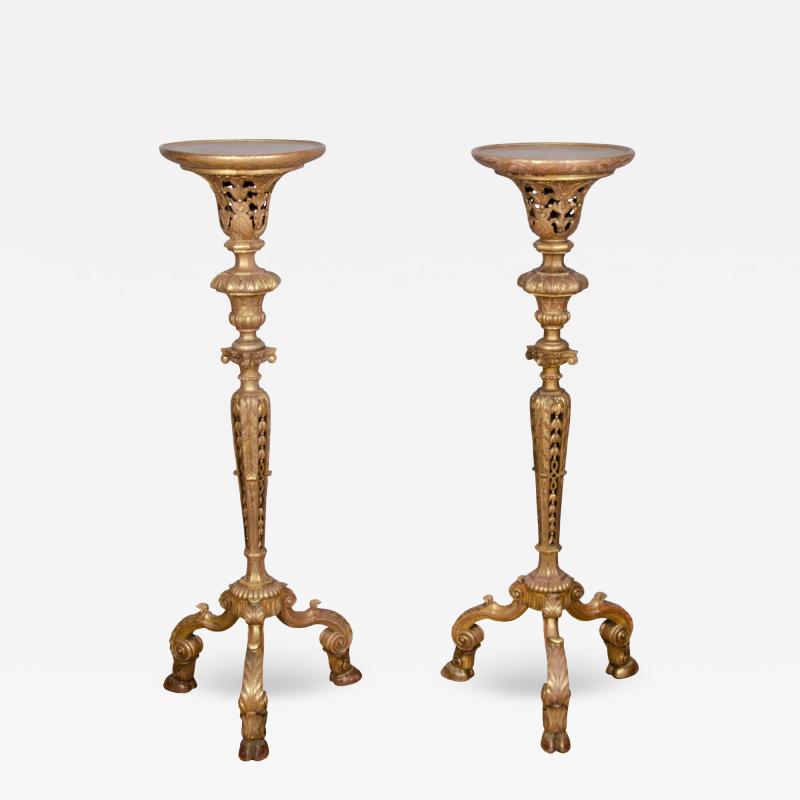 Pair of William and Mary Style Giltwood Torcheres