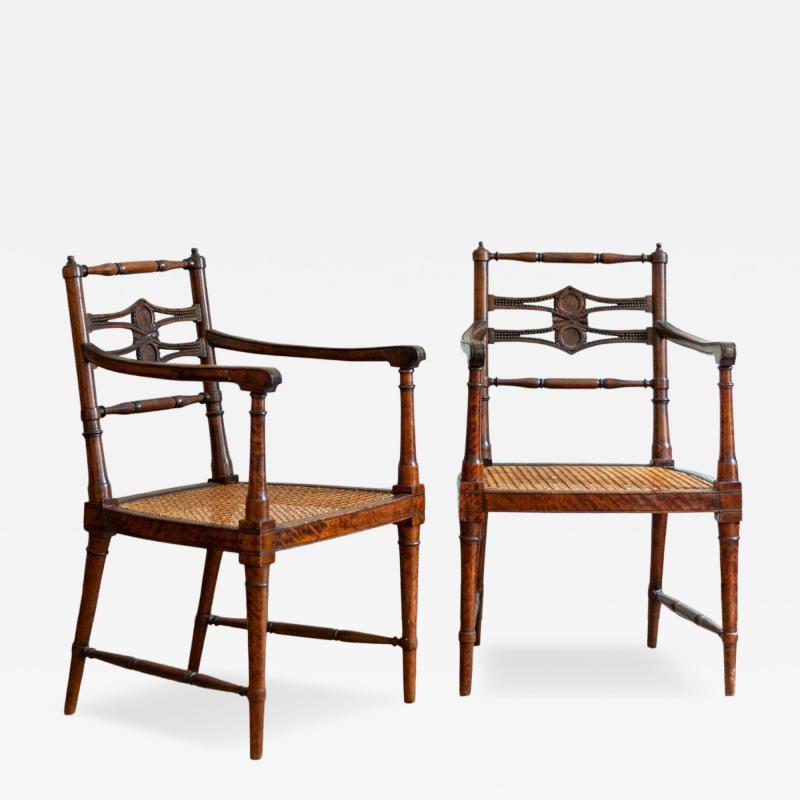 Pair of Wooden Chairs with Vienna Straw