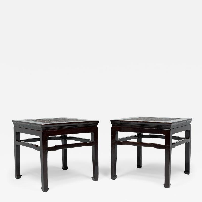 Pair of Woven Top Fang Deng Stools