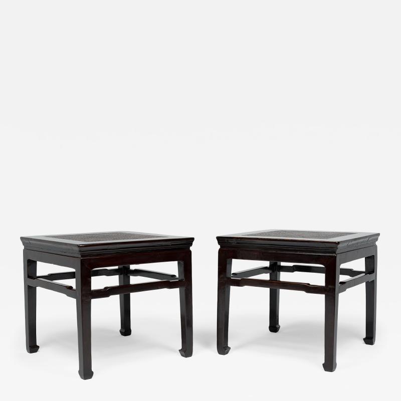 Pair of Woven Top Fang Deng Stools