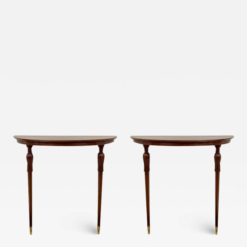 Pair of XX Century Italian Demilune Console Tables