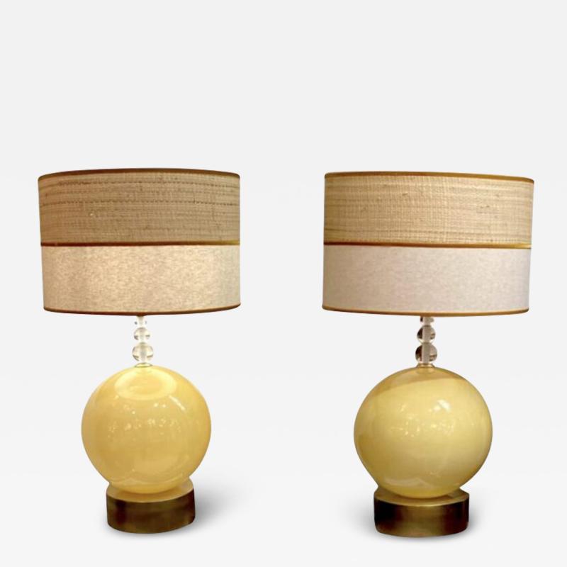 Pair of Yellow Sphere Lamps