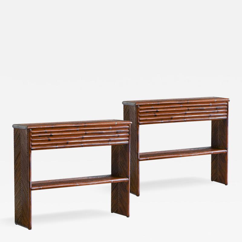 Pair of bamboo consoles with shelf Molto Editions 