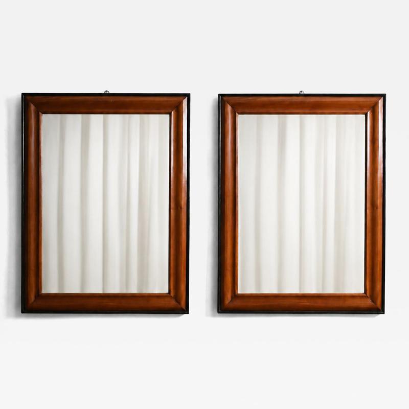 Pair of bicolor wood and ebonised wood mirrors XIXth c 