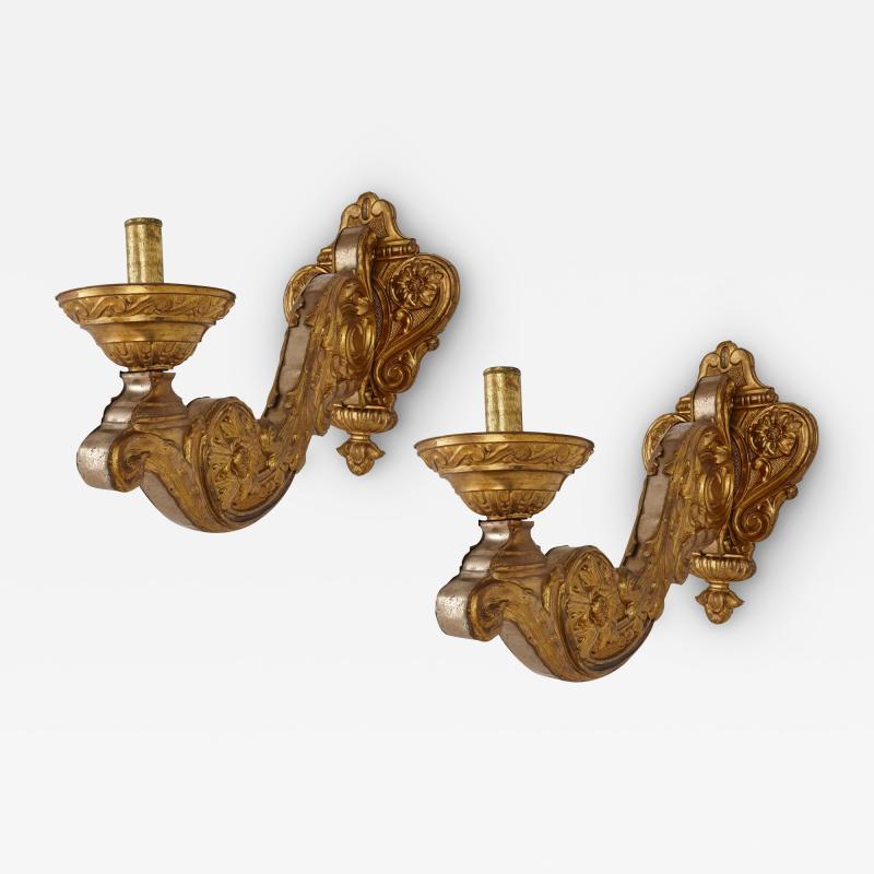 Pair of brass wall sconces in the Baroque style