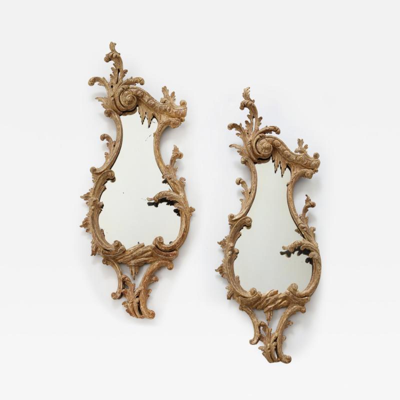 Pair of cartouche shaped rococo mirrors