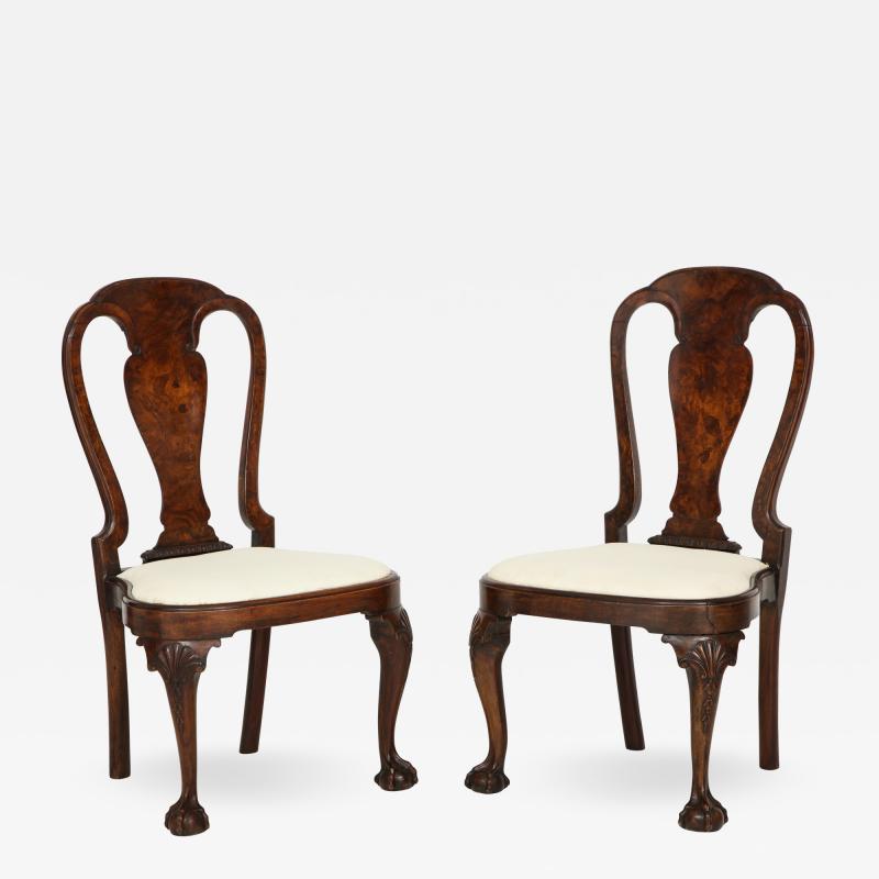 Pair of carved walnut side chairs with exceptional color 