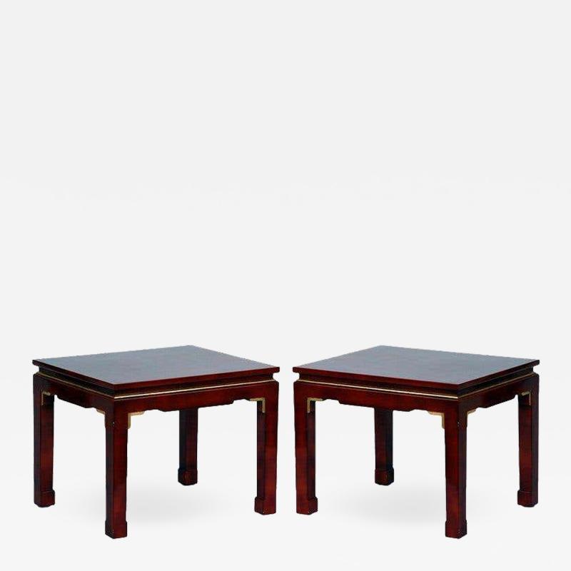 Pair of chic French 60s Asian inspired lacquer tables