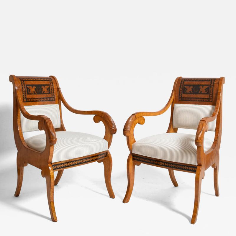 Pair of etruscan armchairs XIXth c 
