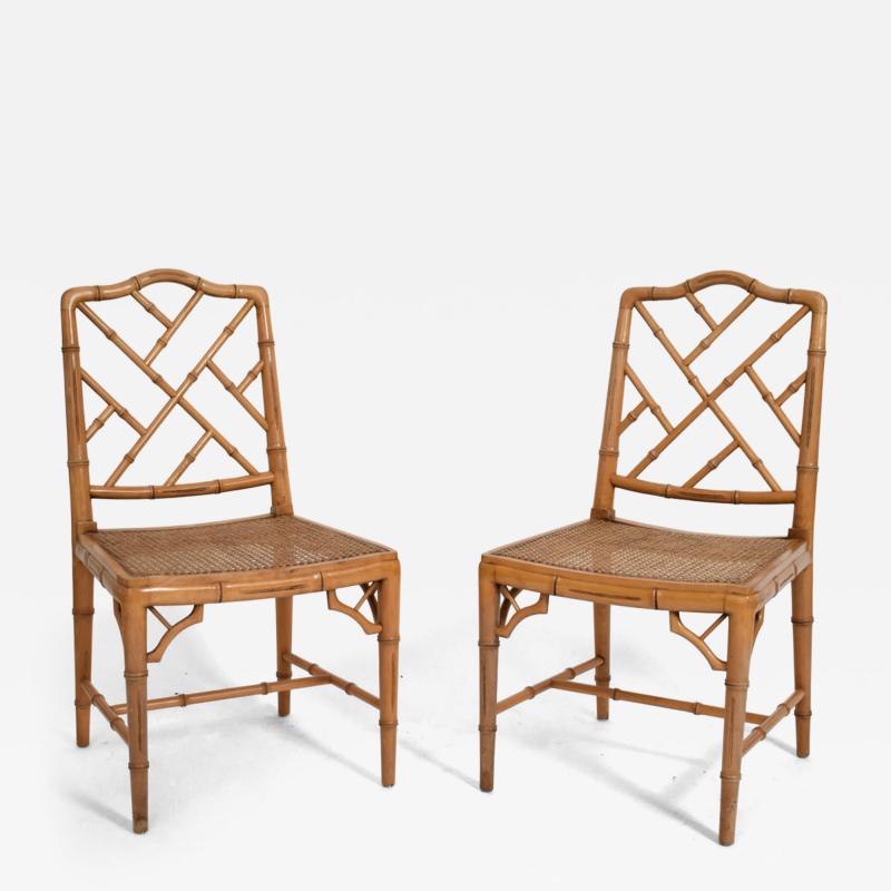 Pair of faux bamboo and canning chairs 1970s 
