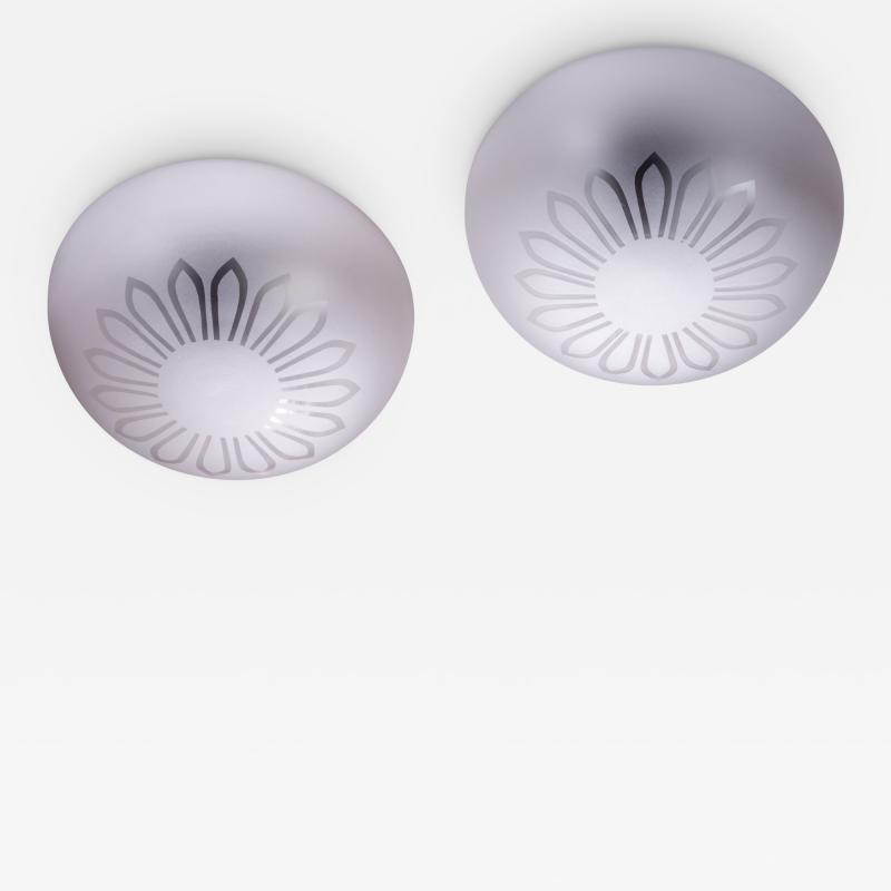 Pair of frosted glass flush mount ceiling lamps