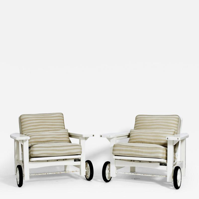 Pair of garden reclinable armchairs 1970s 