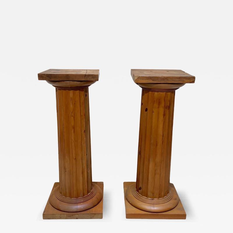Pair of large Neoclassical Columns Pine Wood France circa 1910
