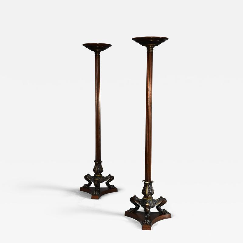 Pair of late 19thc Regency style bronze torcheres