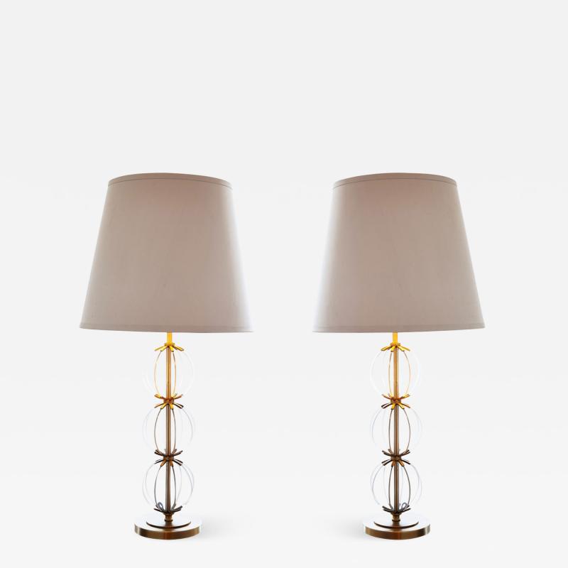 Pair of orb lamps large 