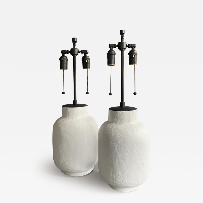 Pair of plaster finish lamps