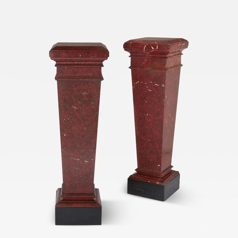 Pair of red marble pedestals in the Neoclassical style