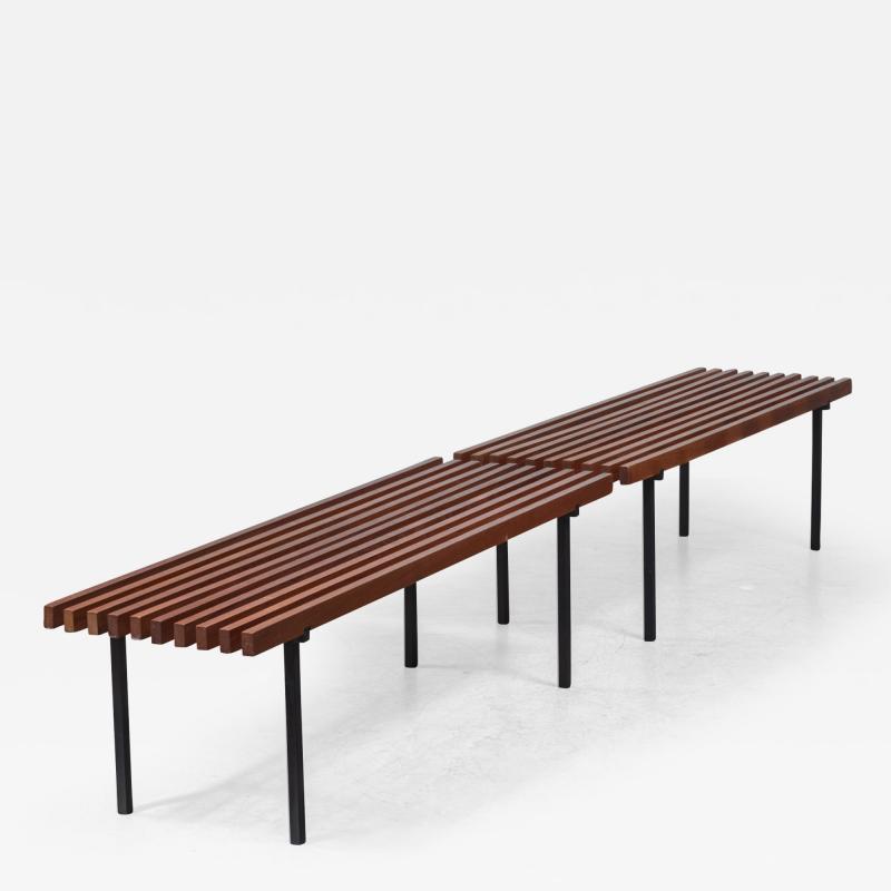 Pair of slat benches