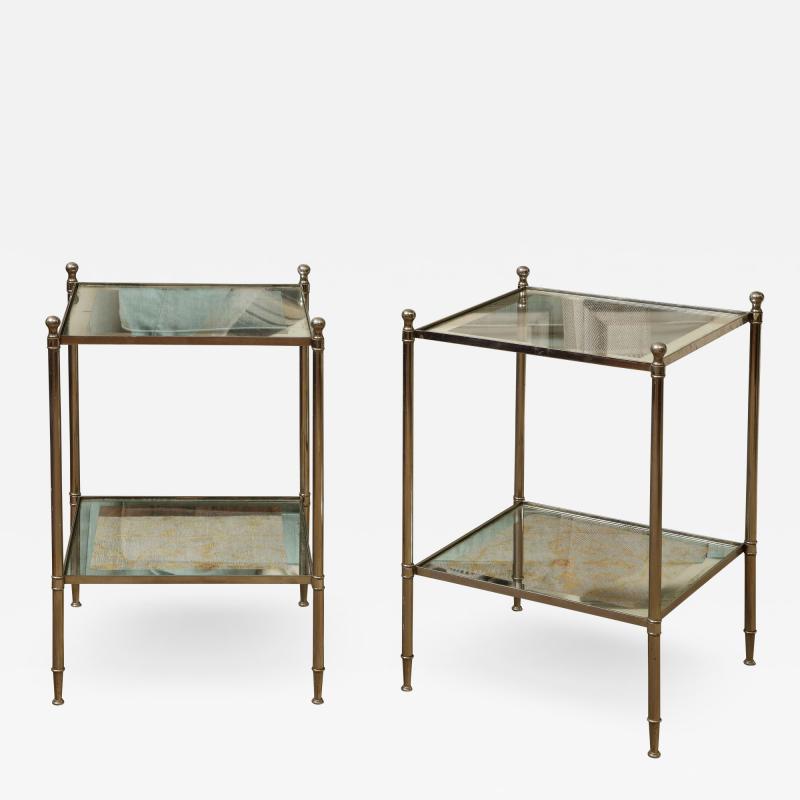 Pair of two tiered silver gilt side tables