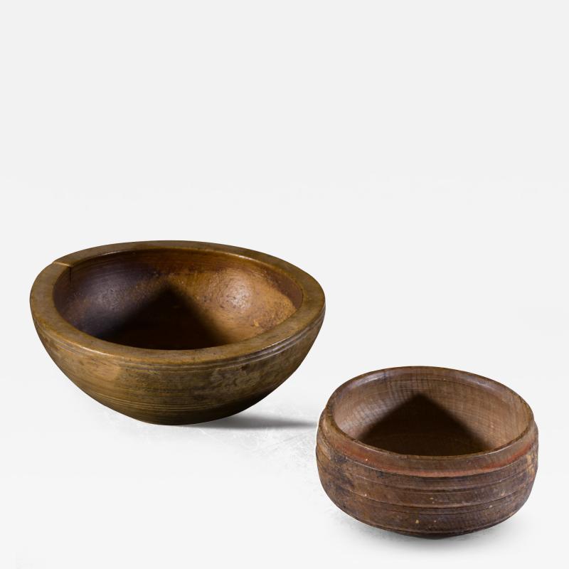 Pair of wooden folk art bowls