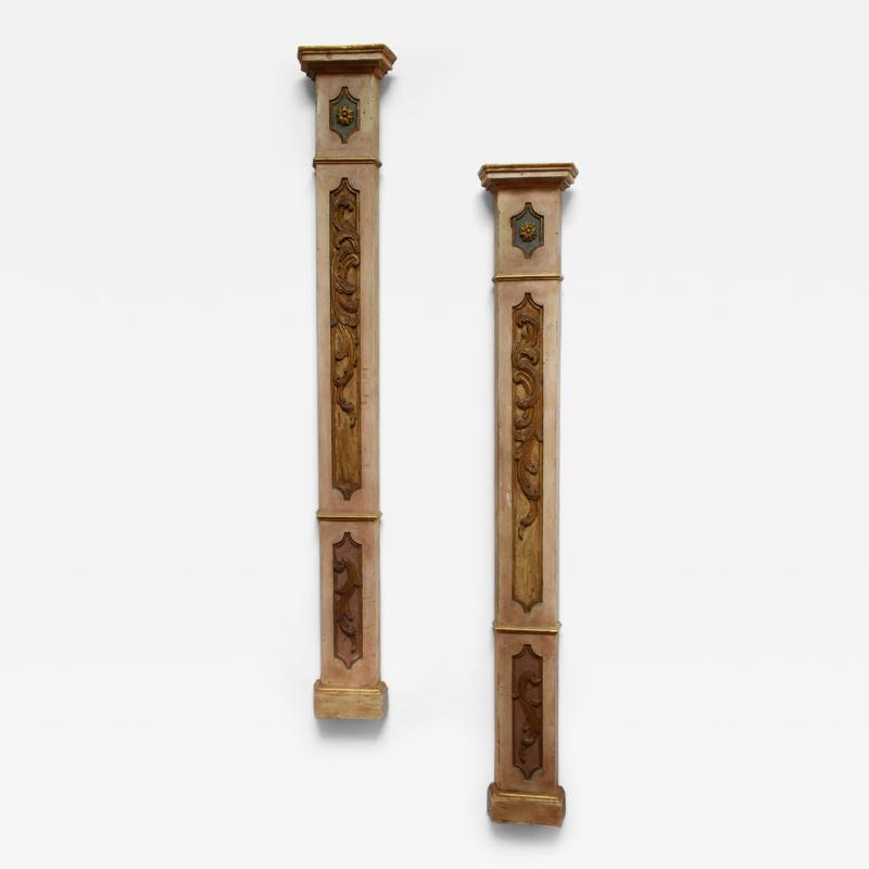 Pair of wooden painted columns 19th c 