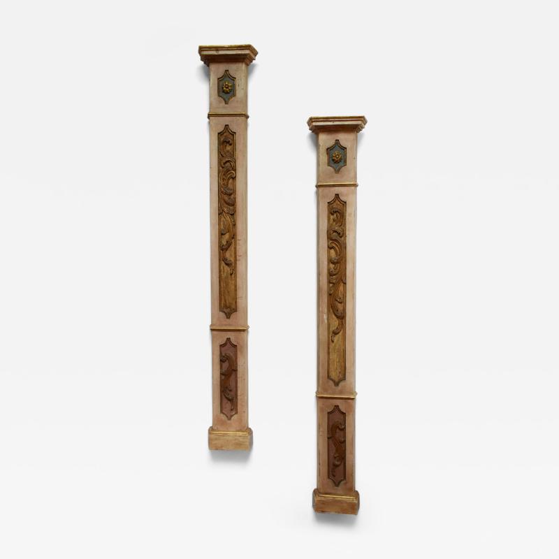 Pair of wooden painted columns 19th c 