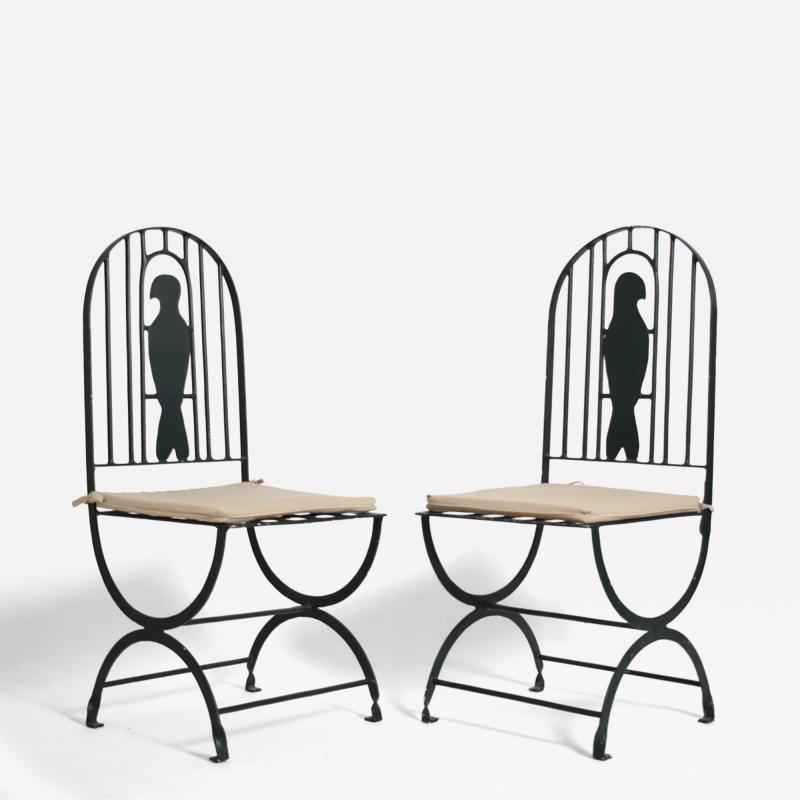 Pair of wrought iron bird cage chairs 1960s 