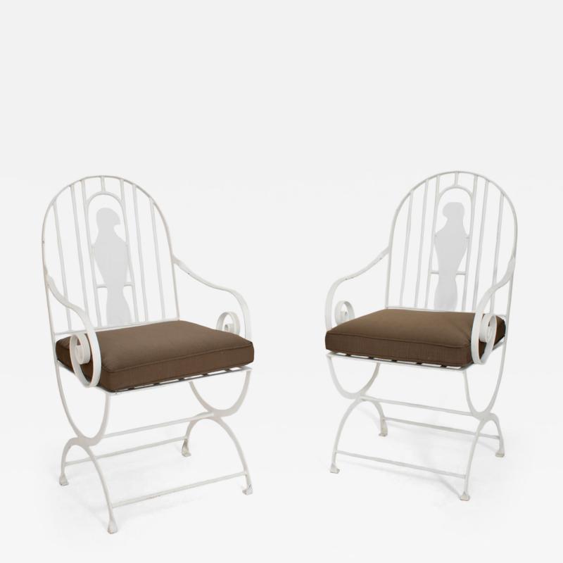 Pair of wrought iron birds armchairs 1960s 