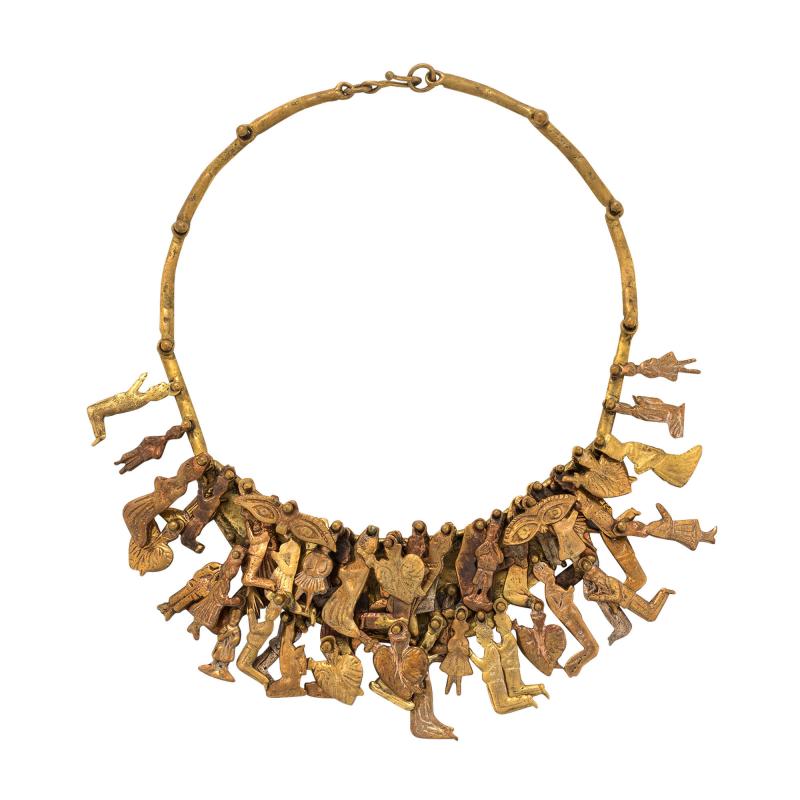 Pal Kepenyes Pal Kepenyes Milagros necklace with praying figures in brass and copper 