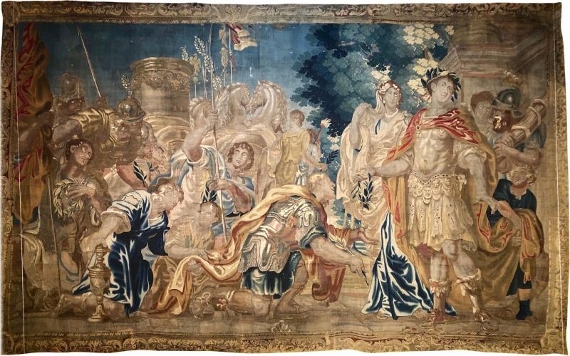 Palatial 17th Century Flemish Tapestry Daris at Constantinople Wall Art Silk