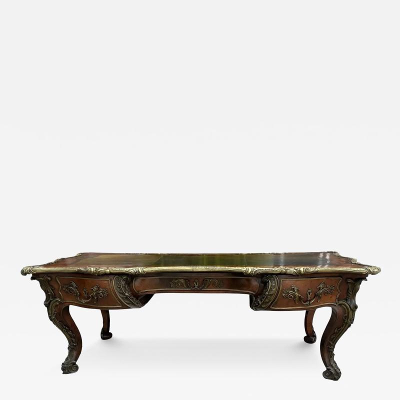 Palatial Victorian Gilt Bronze Mounted Bureau Plat Partner s Desk
