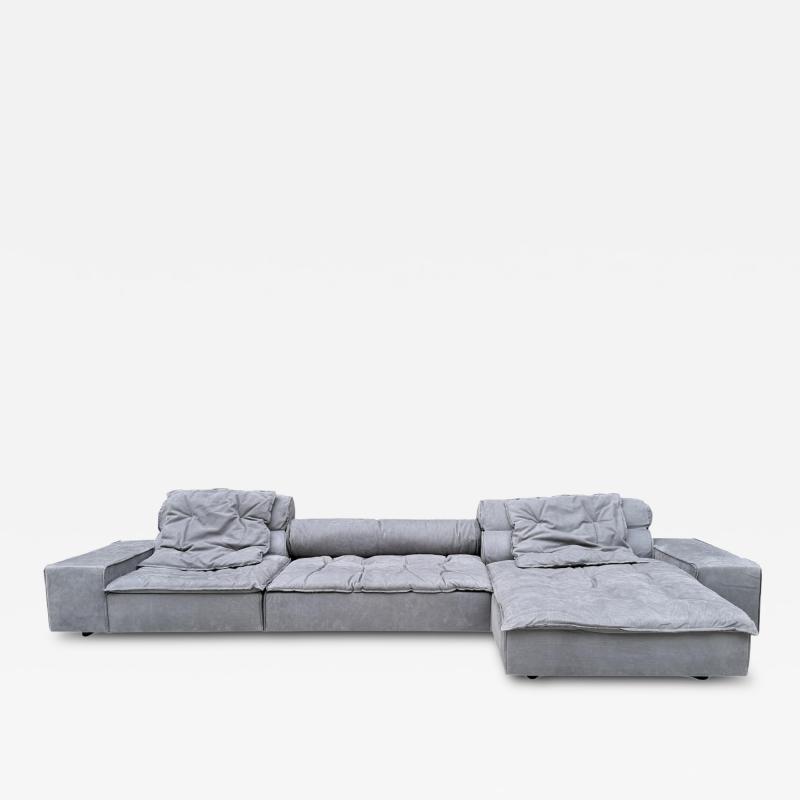 Paola Navone Miami Sectional Sofa by Paola Navone for Baxter Upholstered in Gray Leather