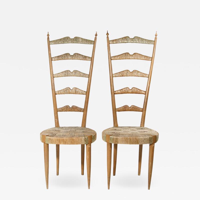 Paolo Buffa A PAIR OF 1950S ELEGANT HIGH BACK SIDE CHAIRS