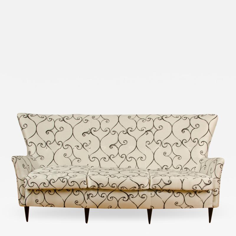 Paolo Buffa Elegant graceful Italian sofa with winged back details attrib to Paolo Buffa