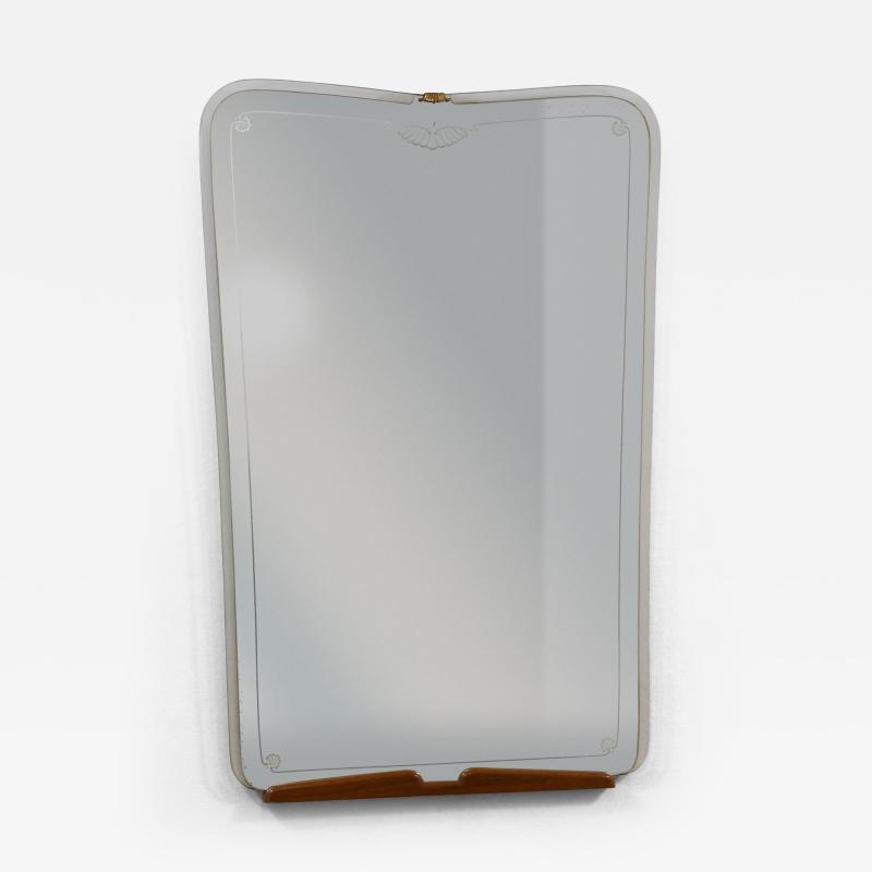 Paolo Buffa Grand Paolo Buffa Cherry Brass Wall Mirror Mid Century Italy ca 1940s