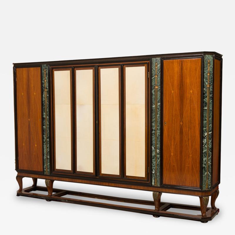 Paolo Buffa Italian Modern Palisander Marble Bookcase Attributed to Paolo Buffa