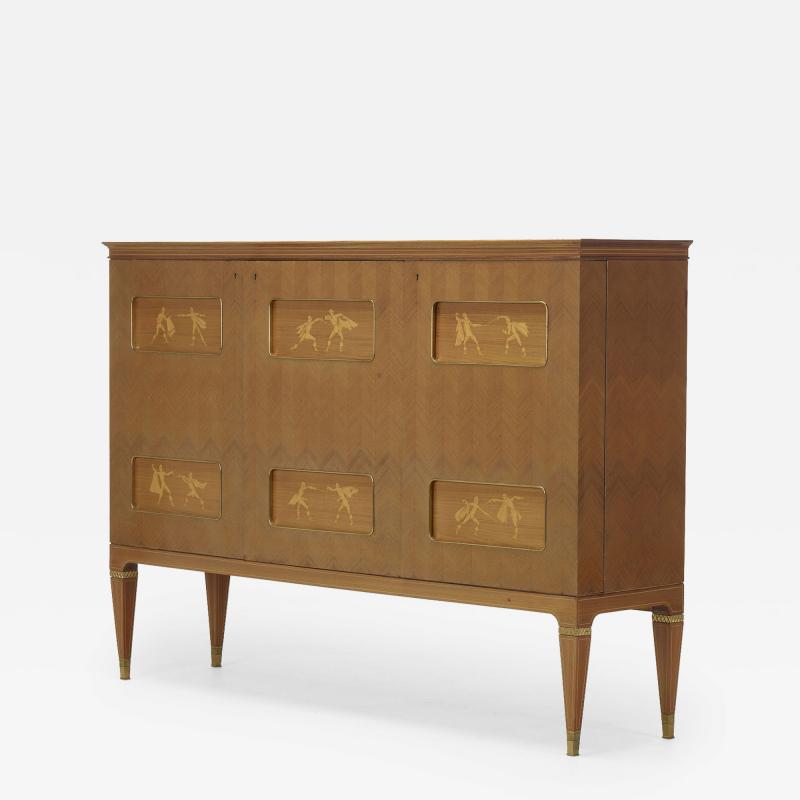 Paolo Buffa MAHOGANY AND SYCOMORE BAR CABINET BY PAOLO BUFFA