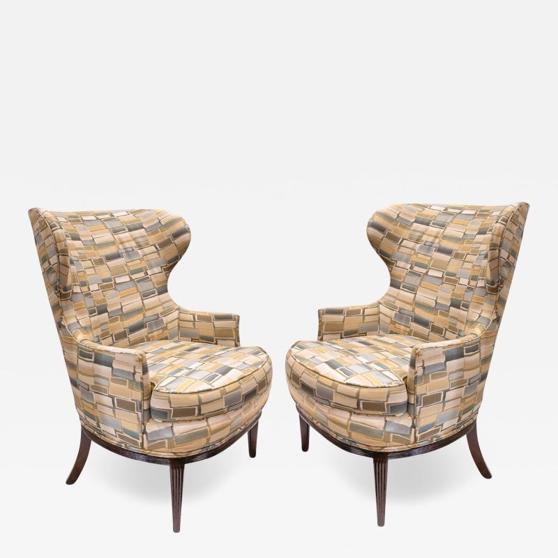 Paolo Buffa Pair Of Stylish Wingback Chairs In The Style Of Paolo Buffa 1950s