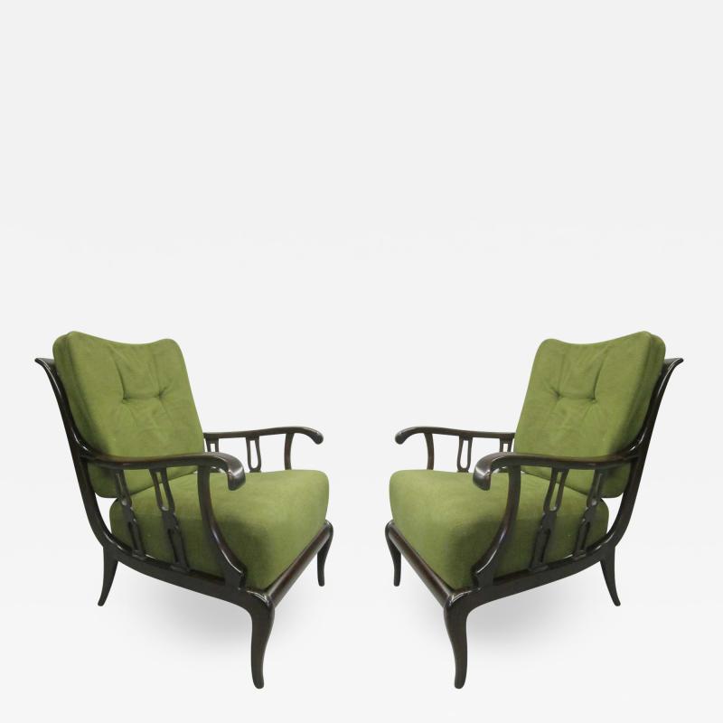 Paolo Buffa Pair of Italian Mid Century Modern Neoclassical Lounge Chairs by Paolo Buffa