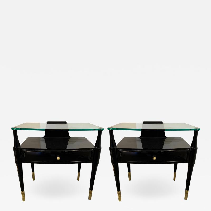 Paolo Buffa Pair of Lacquered and Brass Side Table by Paolo Buffa Italy 1950s