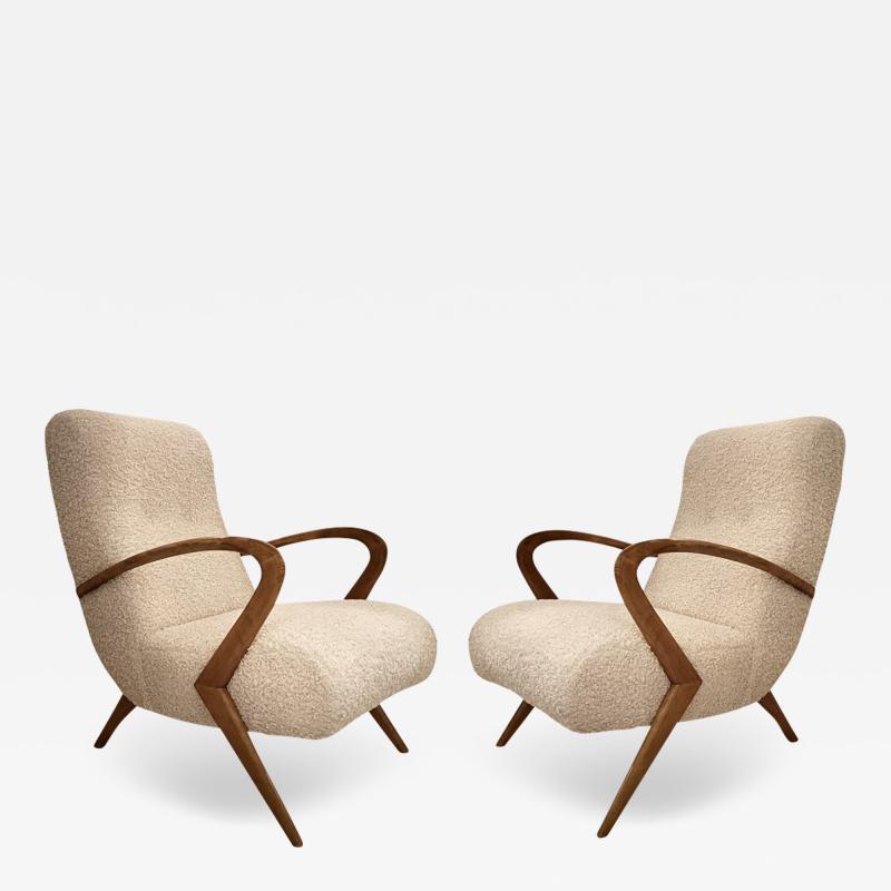 Paolo Buffa Pair of Paolo Buffa Armchairs in Boucl 
